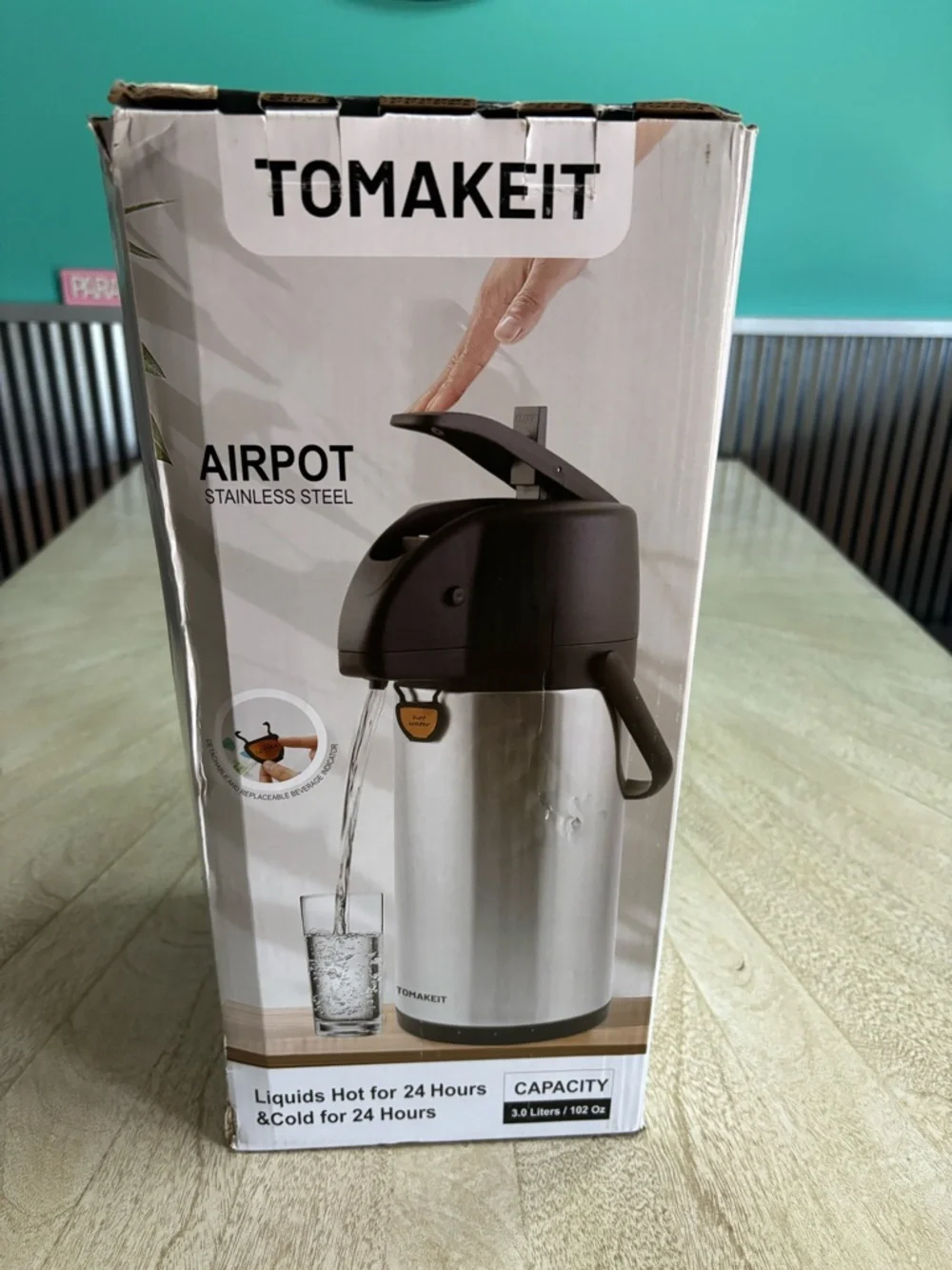 Tomakeit Airpot Coffee Dispenser with Stainless Steel Carafe - Black & Silver